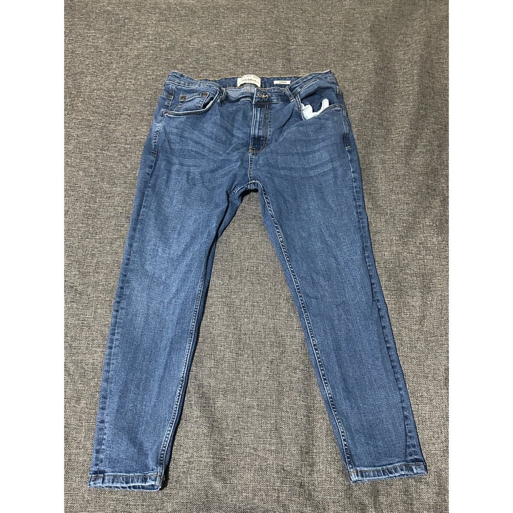 Pull&Bear Men's Size 38 Carrot Fit Jeans Blue Denim Stretch